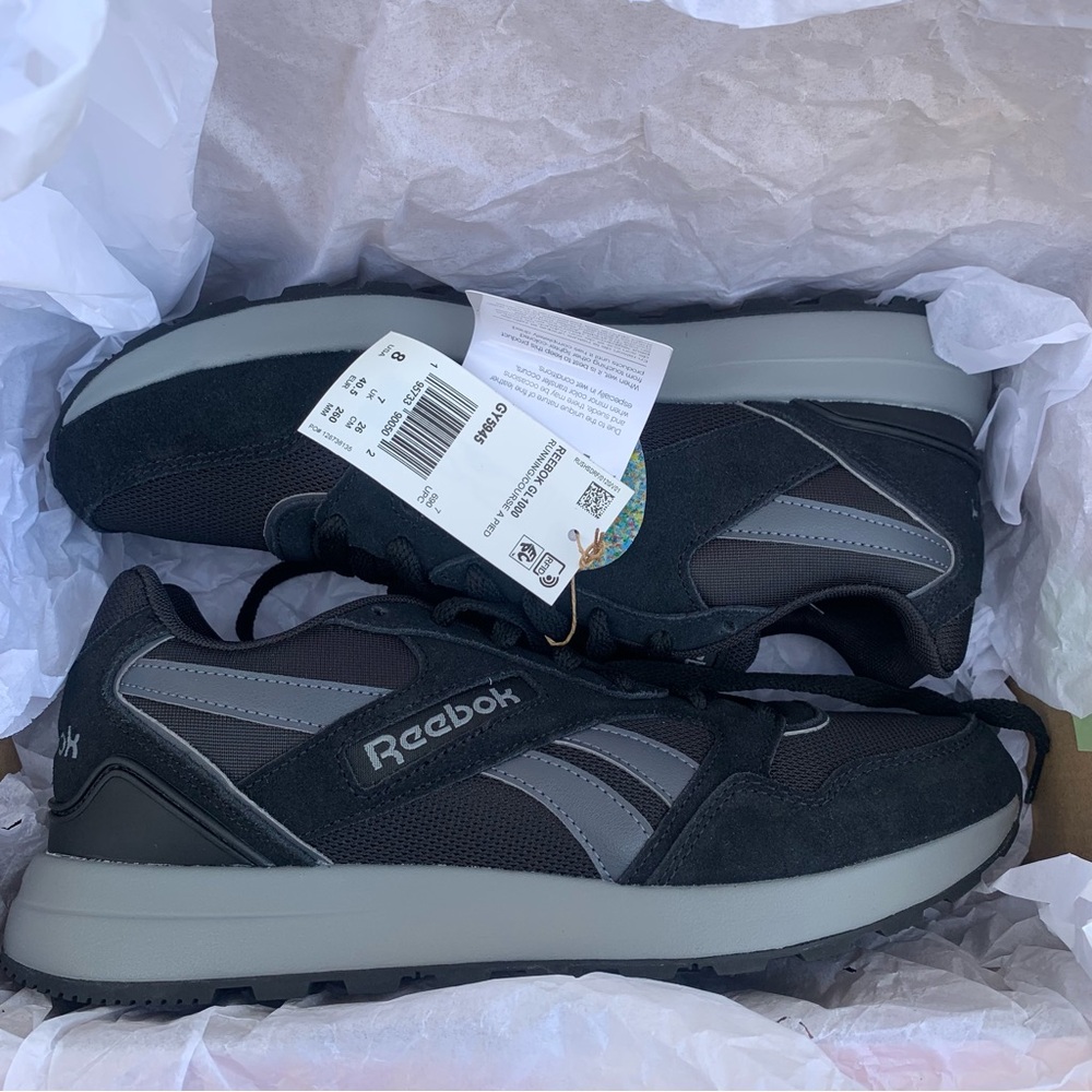New Reebok Unisex GL 1000 Comfort Footbed size 8 Men / Women 9 Black/Grey - Picture 5 of 16